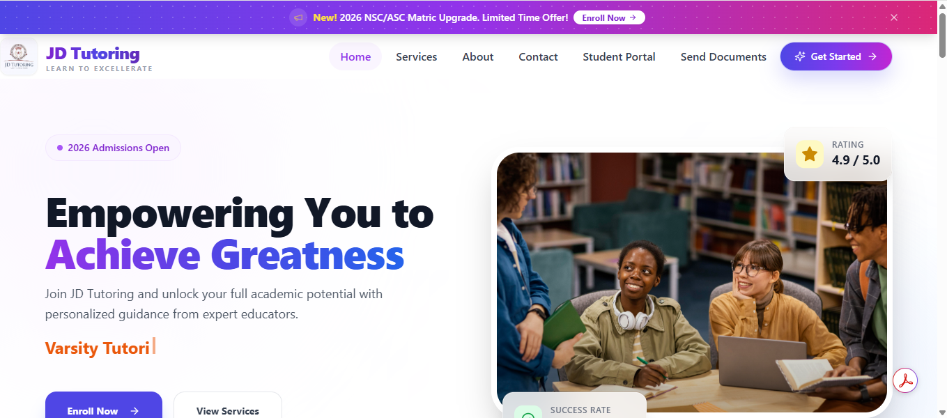 JD Tutoring is a South African education and tutoring platform dedicated to helping learners achieve academic success through personalized support